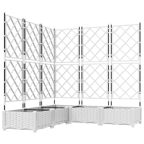 vidaXL Jardinière de Jardin avec Treillis 5 Pièces Blanche 120x120x125.5 cm