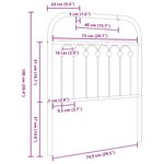 vidaXL Tête de lit de remplacement métal noir 75 cm