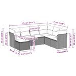 vidaXL Salon de jardin 7 Pièces avec coussins noir résine tressée