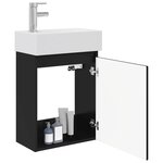 vidaXL Meuble de salle de bain avec robinet Noir 45 5 x 25 5 x 84 cm