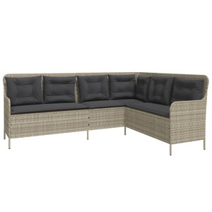 vidaXL Canapé de jardin avec coussins forme de L gris clair poly rotin