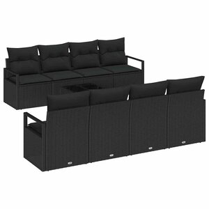 vidaXL Ensemble de canapé de jardin 7 Pièces Noir 55 x 55 x 37 cm