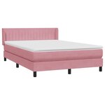 vidaXL Sommier à lattes de lit avec matelas rose 160x210 cm velours