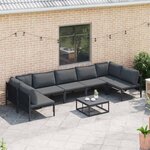 vidaXL Ensemble de canapé de jardin avec coussin 8 Pièces Noir Acier