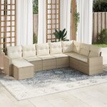 vidaXL Salon de jardin avec coussins 8 Pièces beige résine tressée