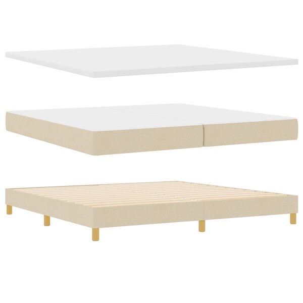 lit à ressort vidaXL avec matelas - Crème - 200x200 cm - Tissu