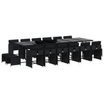 vidaXL Ensemble à manger de jardin 17 Pièces coussins noir résine tressée