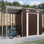 vidaXL Abri de jardin avec toit prolongé marron 277x107x181 cm acier