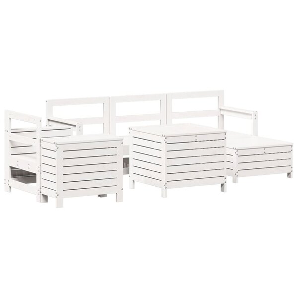 vidaXL Salon de jardin 7 Pièces blanc bois de pin massif