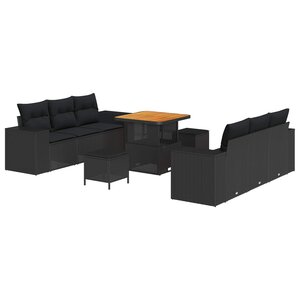 vidaXL Ensemble de canapé de jardin Noir 221 x 204 x 85 cm Poly Rattan
