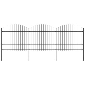 vidaXL Clôture de jardin à dessus en lance Acier (1 5-1 75)x5 1 m Noir