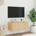 vidaXL Meuble TV mural avec lumières LED chêne sonoma 80x35x31 cm