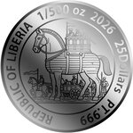 Monnaie TROJAN HORSE 1/500 Oz Platine 25$ Liberia 2026 (PRÉCOMMANDE)