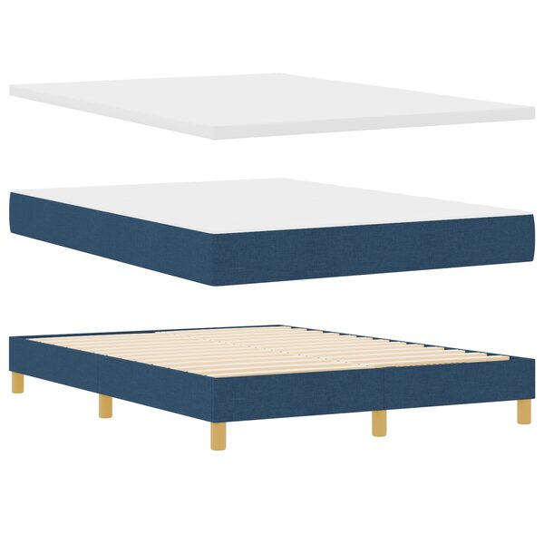 vidaXL Lit box spring avec matelas bleu  140 x 190 cm  en tissu.