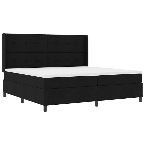Lit Box Spring vidaXL avec Matelas et LED Noir 200x200 cm Tissu