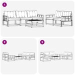 vidaXL Ensemble de canapés d'extérieur 6 pc Blanc et noir