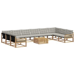 vidaXL Ensemble de canapés d'extérieur 11 pc Blanc et gris clair