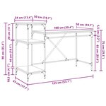 vidaXL Bureau Bois Ancien 135 x 50 x 90 cm Bois d'ingénierie