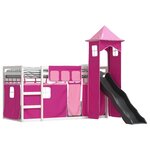 vidaXL Lit superposé sans matelas avec toboggan et rideaux 80x200 cm