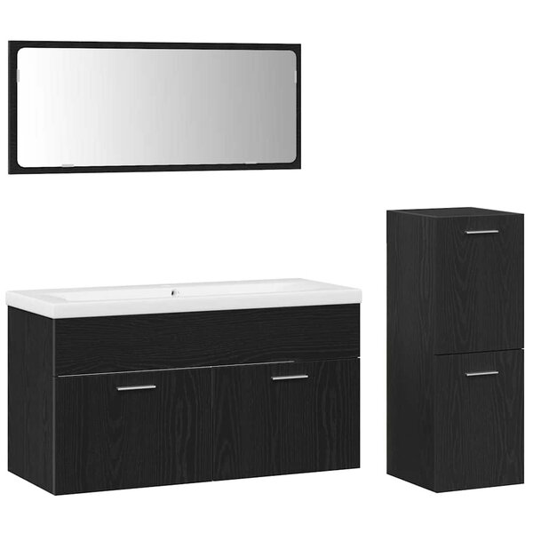 vidaXL Ensemble de mobilier de salle de bain 4 Pièces Chêne noir