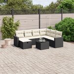 vidaXL Salon de jardin 8 Pièces avec coussins noir résine tressée