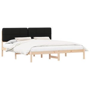 vidaXL Cadre de lit avec tête de lit rembourrée Noir 180 x 200 cm