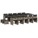 vidaXL Ensemble à manger de jardin 15 Pièces coussins gris résine tressée