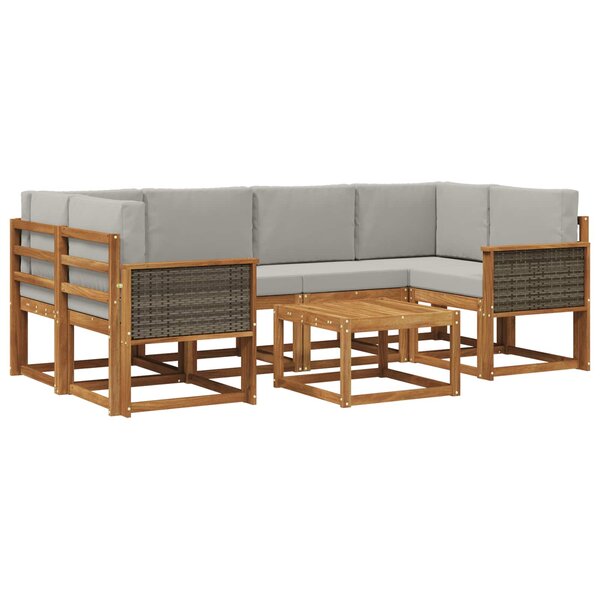 vidaXL Ensemble de canapés d'extérieur 5 pc Naturel et gris clair