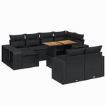 vidaXL Salon de jardin 11 Pièces avec coussins noir résine tressée
