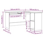 vidaXL Bureau d'angle vieux bois 120x140x75 cm bois d'ingénierie