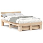 vidaXL Cadre de lit Marron 140 x 190 cm Bois massif en pin