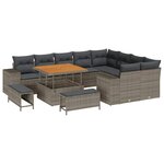 vidaXL Ensemble de canapé de jardin 12 Pièces Gris polyrotin