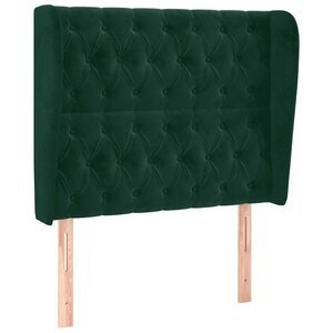 vidaXL Tête de lit avec oreilles Vert foncé 103x23x118/128 cm Velours