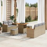 vidaXL Ensemble de canapé de jardin 8 Pièces Beige Poly rotin
