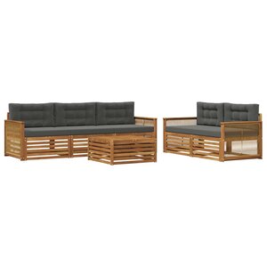 vidaXL Ensemble de canapés d'extérieur 6 pc Naturel et Anthracite