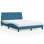 vidaXL Cadre de lit avec lumières LED bleu 140x200 cm velours