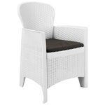 vidaXL Ensemble à manger d'extérieur 9Pièces Plastique Blanc Aspect rotin