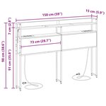 vidaXL Tête de lit de rangement Sonoma gris 150 cm Bois d'ingénierie
