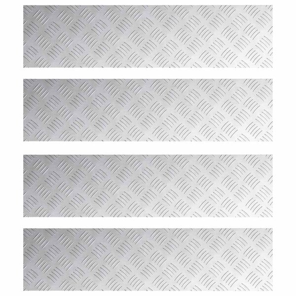 vidaXL Plaques à damier 4 Pièces Argent 80 x 20 cm Aluminium