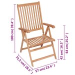 vidaXL Chaises inclinables de jardin lot de 6 Bois de teck solide