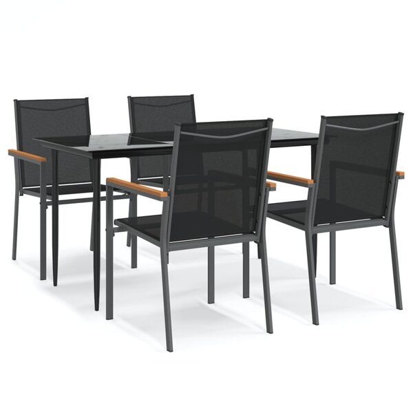 vidaXL Ensemble à manger de jardin 5 Pièces noir textilène et acier