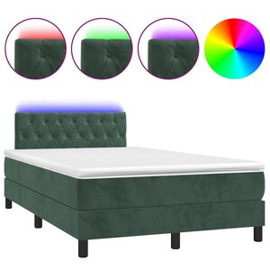 vidaXL Sommier à lattes de lit avec matelas LED vert foncé 120x190 cm