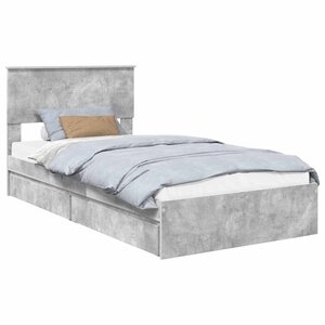 vidaXL Lit de Rangement Gris béton 100 x 200 cm Bois d'ingénierie