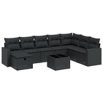 vidaXL Salon de jardin 9 Pièces avec coussins noir résine tressée