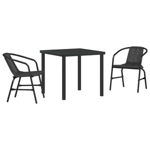 vidaXL Ensemble de salle à manger pour jardin 3 Pièces Noir