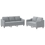vidaXL Ensemble de canapés 2 Pièces avec coussins Gris clair Tissu