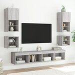 vidaXL Meubles TV muraux et lumières LED 2Pièces sonoma gris 30x28 5x30cm