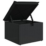 vidaXL Tabouret de jardin avec coussin noir 55x55x37 cm résine tressée