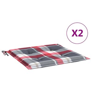 vidaXL Coussins de chaise de jardin lot de 2 carreaux rouges 50x50x3cm