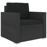 vidaXL Salon de jardin 8 Pièces avec coussins Résine tressée Noir